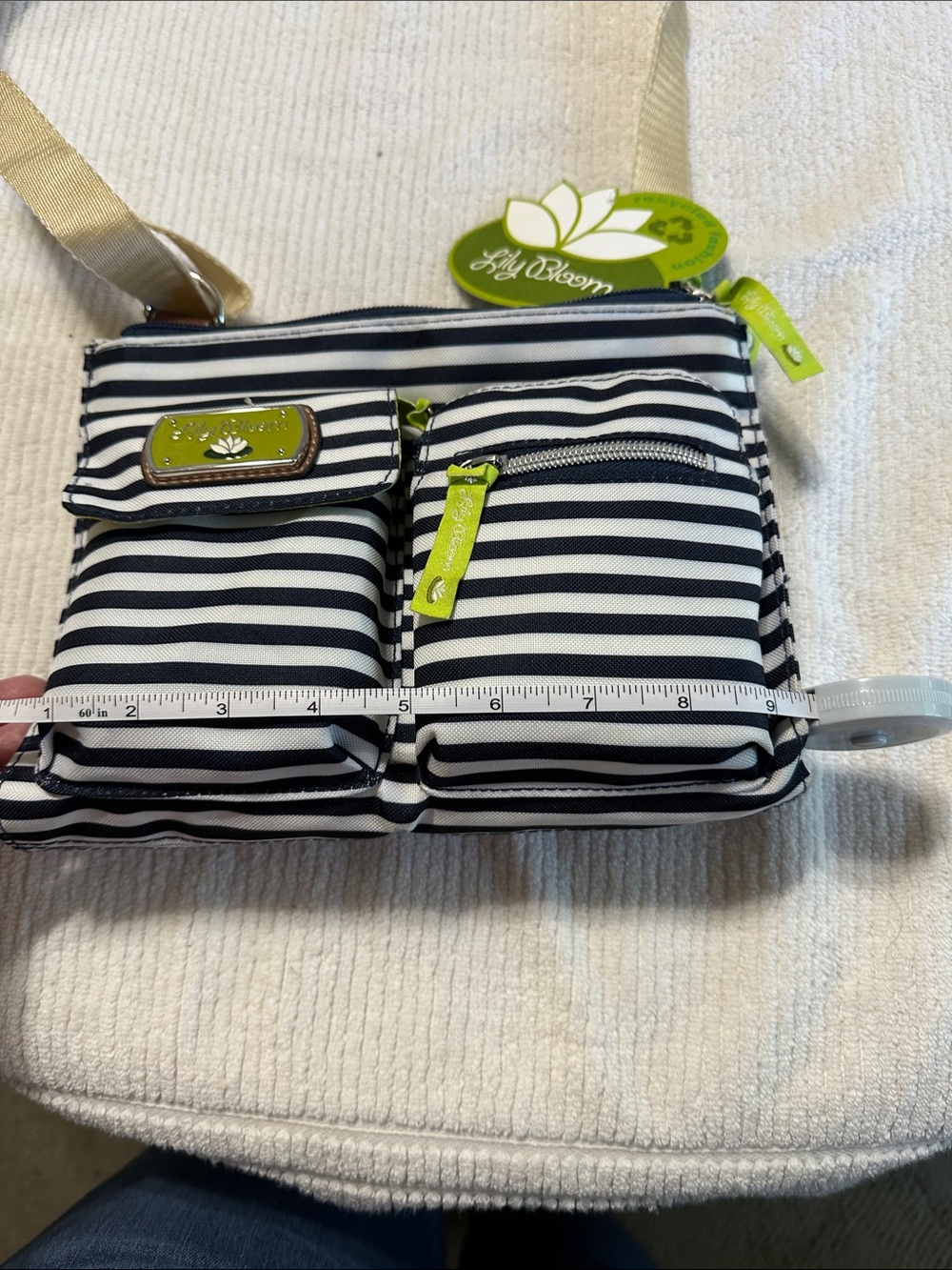 Lily Bloom Black & White Striped Crossbody with Lime Accents - Picture 2 of 6
